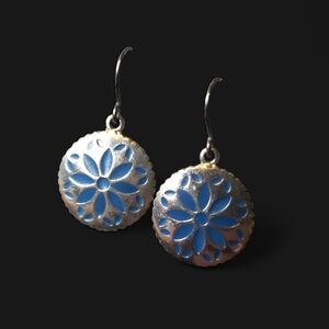 Silver and Blue Snowflake Earrings
